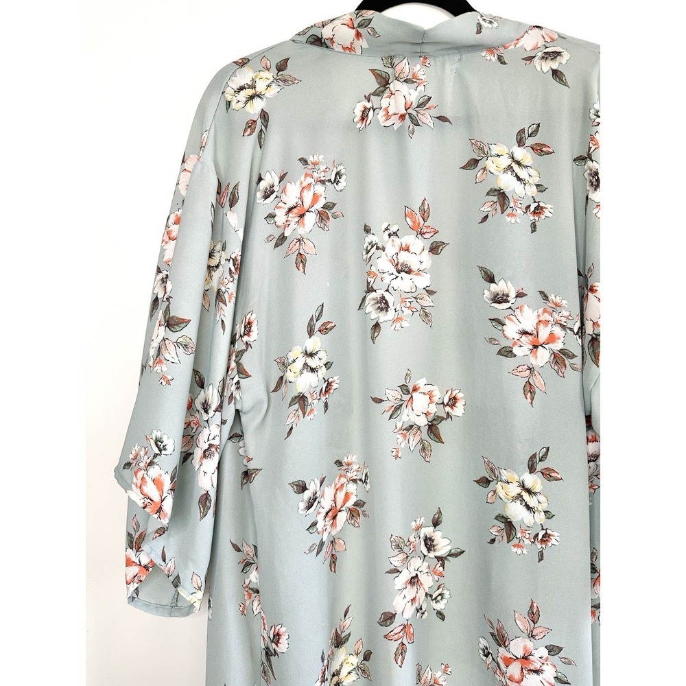 Penelope Project‎ Floral Kimono Cardigan Sage Green Size M Boho Cover Up Cottage - Picture 9 of 15